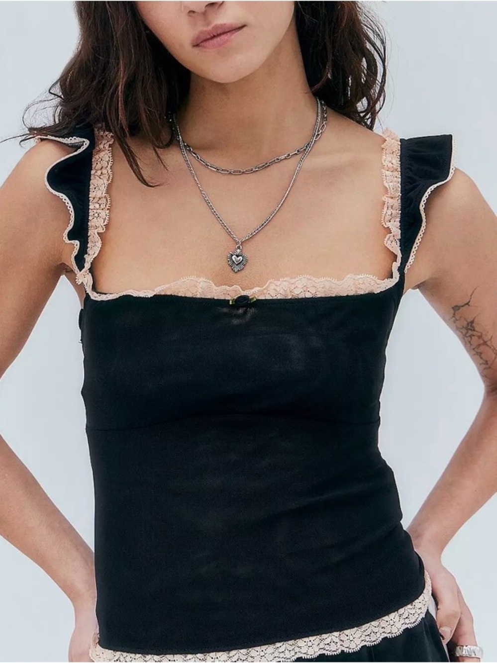 UO Dianna Lace Trim whimsy milkmaid Couquette soft girl Cami size m